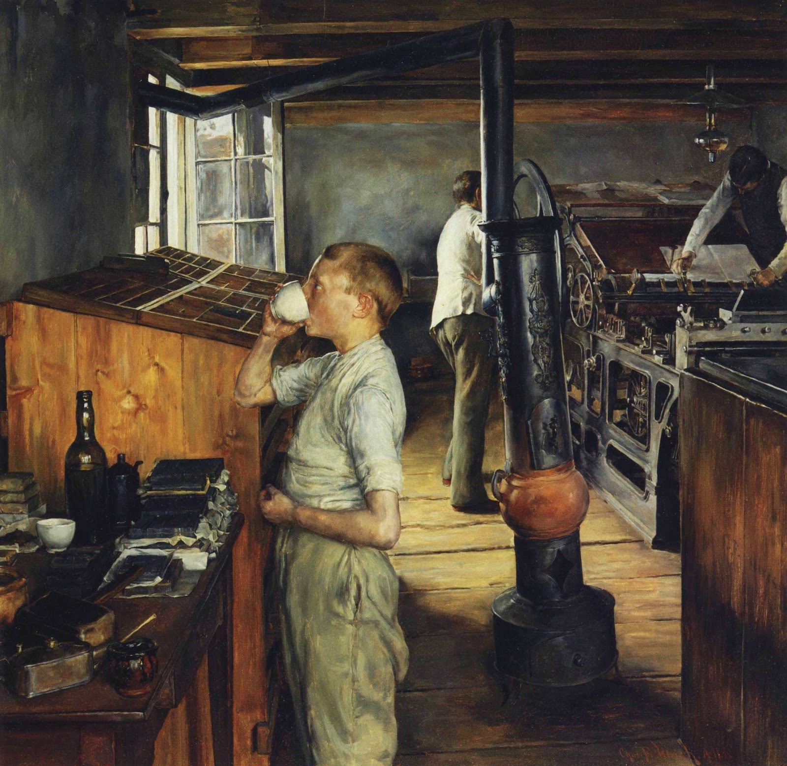e Printing Shop, Haarlem, Holland by Charles Frederic Ulrich,A3(16x12")Poster