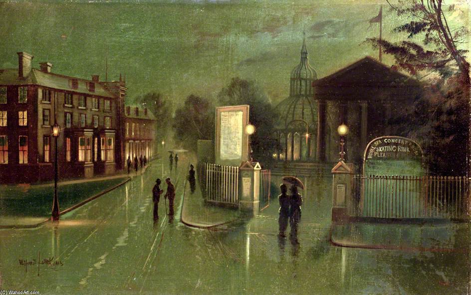 Night Scene, Royal Spa, vintage artwork by Wilfred Jenkins, 12x8" (A4) Poster