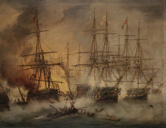 The Battle of Navarino, 20 October 1827, vintage artwork by Thomas Luny, 12x8" (A4) Poster