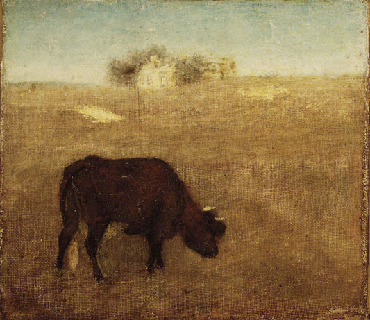 Evening Glow, The Old Red Cow, vintage artwork by Albert Pinkham Ryder, 12x8" (A4) Poster