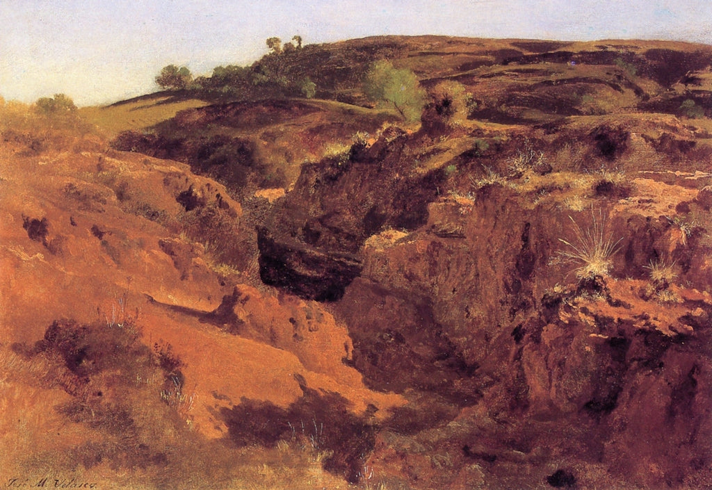 Barranca del Agua Santa, vintage artwork by Jose María Velasco, 12x8" (A4) Poster