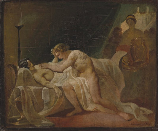 Achilles with the Body of Patroclus, vintage artwork by Yakov Kapkov, A3 (16x12") Poster Print