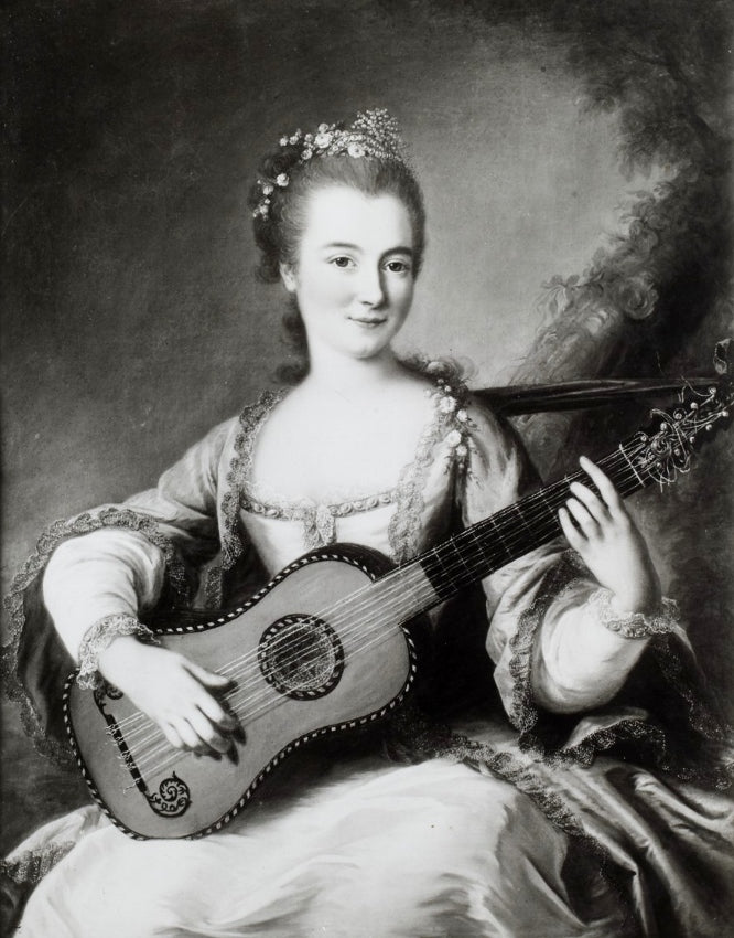 La Jeune musicienne, vintage artwork by Marianne Loir, 12x8" (A4) Poster