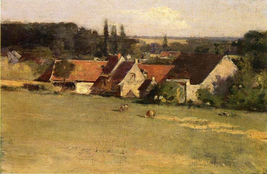 Farmhouse at Grez, vintage artwork by Theodore Robinson, 12x8" (A4) Poster