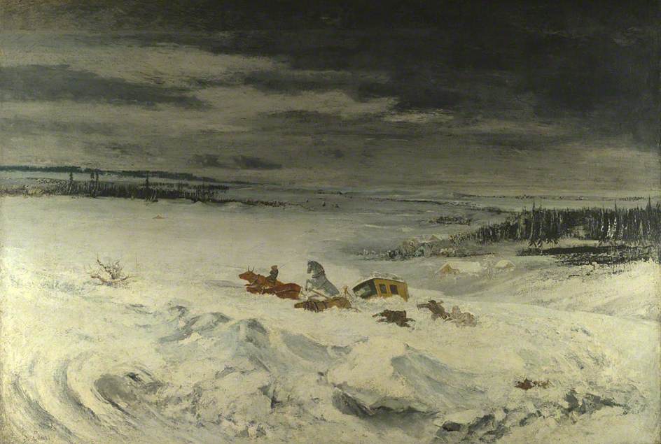 La Diligence in the Snow, vintage artwork by Gustave Courbet, A3 (16x12") Poster Print