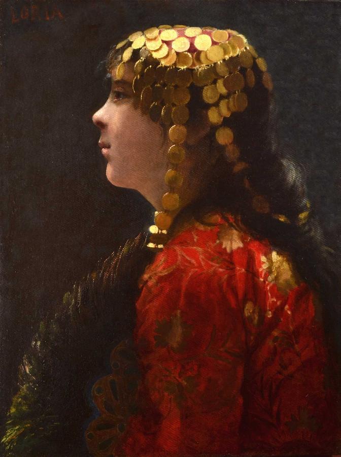 The Golden Headdress, vintage artwork by Vincenzo Loria, 12x8" (A4) Poster