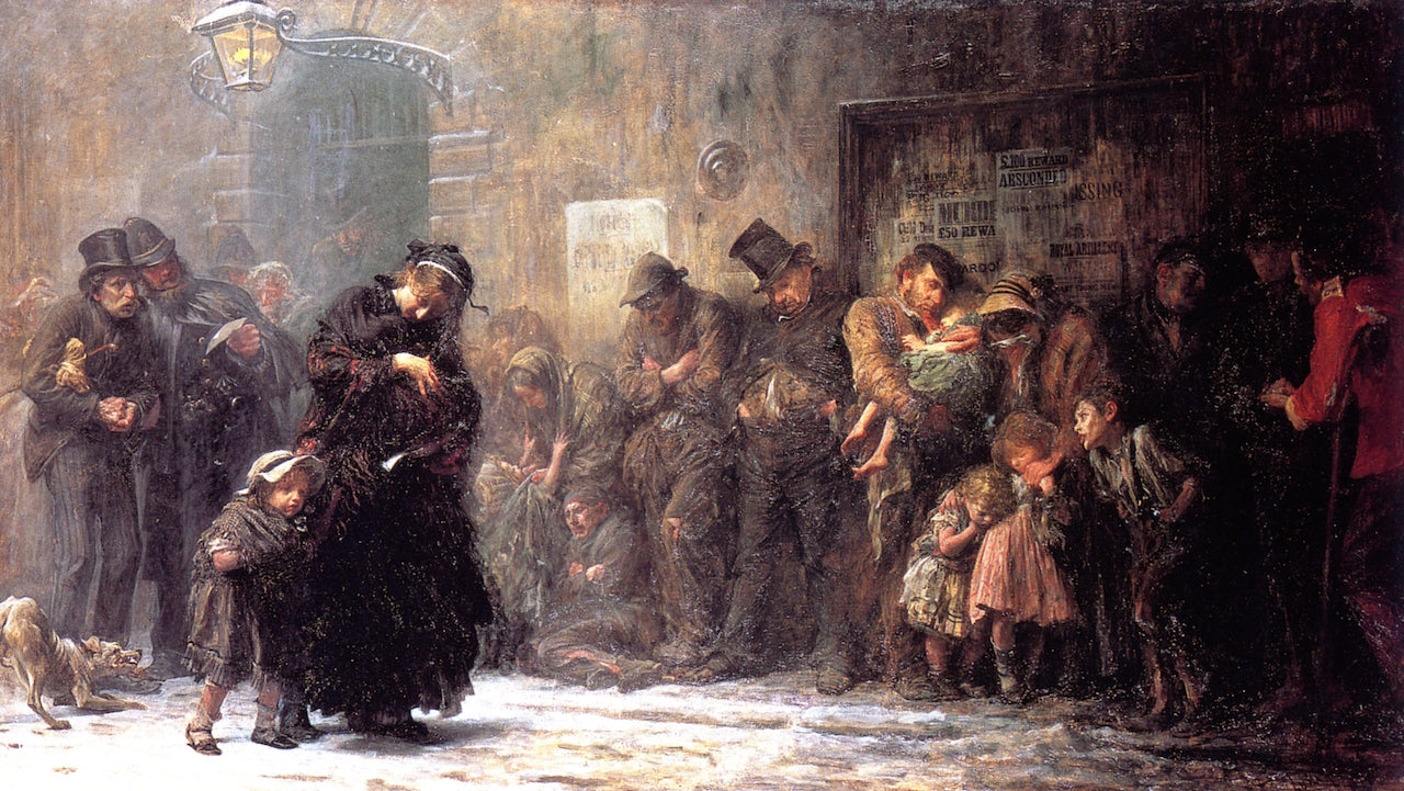 Applicants to Admission to a Casual Ward, vintage artwork by Sir Luke Fildes, 12x8" (A4) Poster
