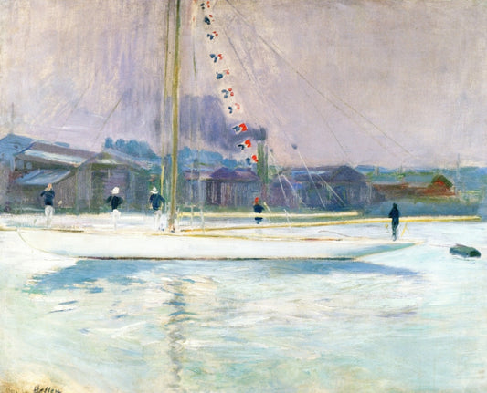 Bedecked Yacht Entering Port, vintage artwork by Paul Cesar Helleu, 12x8" (A4) Poster
