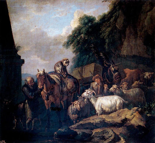 Caravan, vintage artwork by Pieter van Bloemen, 12x8" (A4) Poster