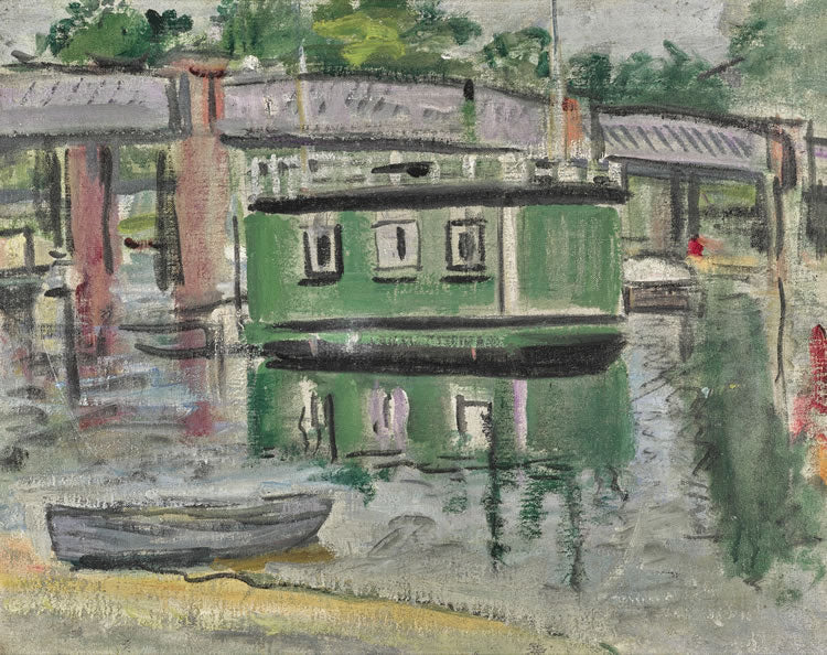 The Green Houseboat by George Leslie Hunter,16x12(A3) Poster