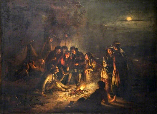 Chief of the Gipsies Dividing Spoil with His Tribe, vintage artwork by Thomas Clater, 12x8" (A4) Poster
