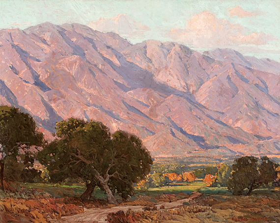 Hills of Altadena, vintage artwork by Edgar Alwyn Payne, 12x8