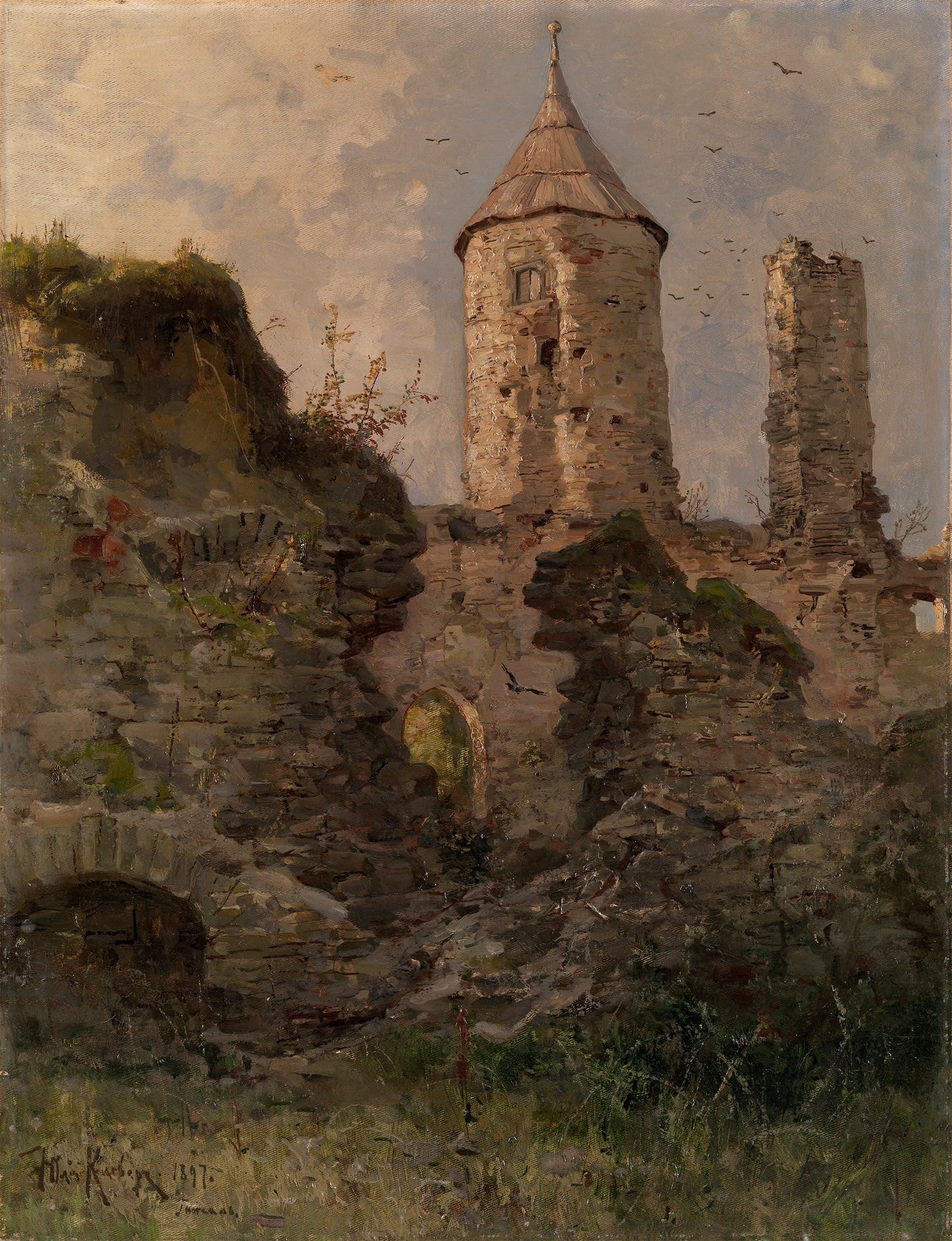 View of Haapsalu Castle, Estonia, vintage artwork by Julius Klever, 12x8" (A4) Poster
