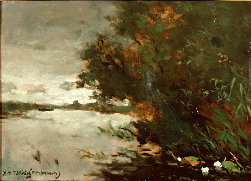 Water lilies on the lake, vintage artwork by Johan Hendrik Weissenbruch, 12x8" (A4) Poster