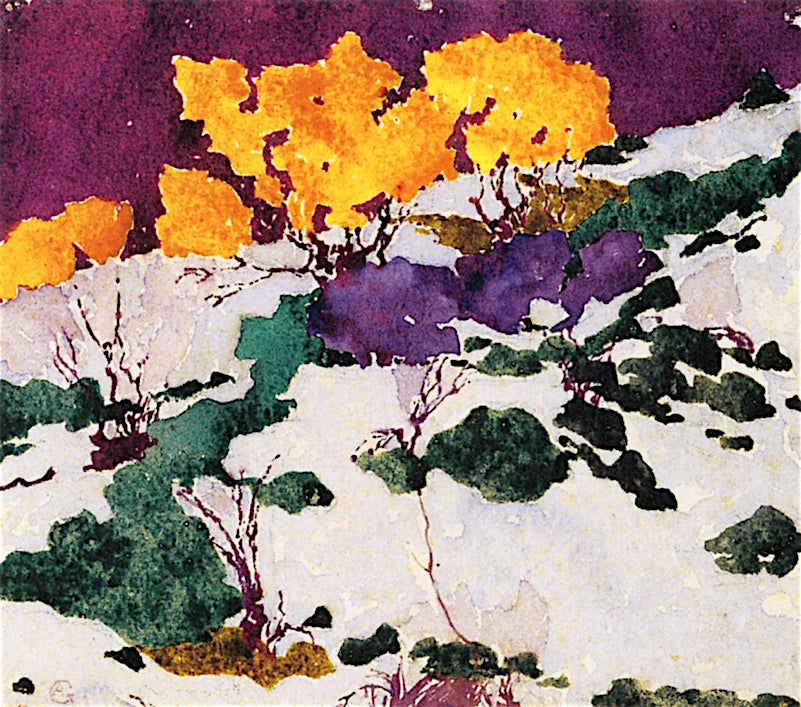 Birches in Autumn by Augusto Giacometti,16x12(A3) Poster