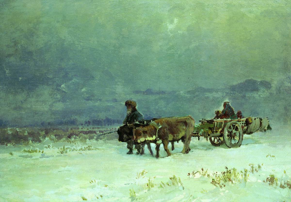 Winter in Crimea, vintage artwork by Feodor Vasilyev, 12x8" (A4) Poster