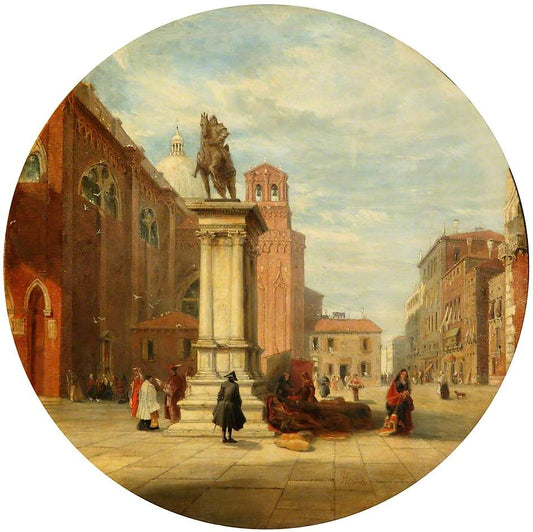 The Colleoni Monument and the Church of Santi Giovanni e Paolo, Venice, vintage artwork by James Holland, A3 (16x12") Poster Print