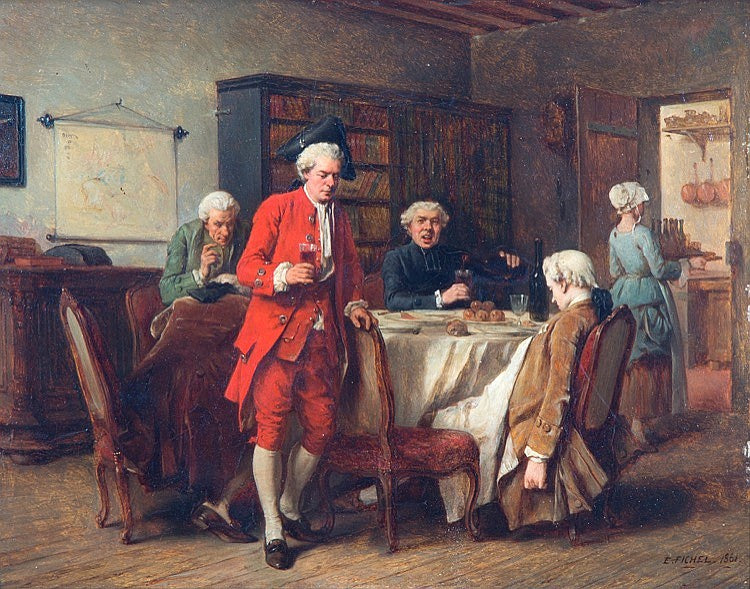 Wine Tasters, vintage artwork by Benjamin Eugene Fichel, 12x8" (A4) Poster