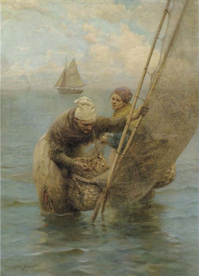 Shrimping, vintage artwork by Robert McGregor, 12x8" (A4) Poster