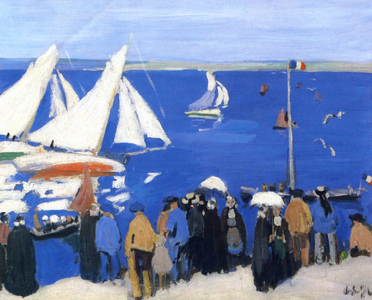 Yachting, Cote d'Azur, vintage artwork by George Oberteuffer, 12x8" (A4) Poster