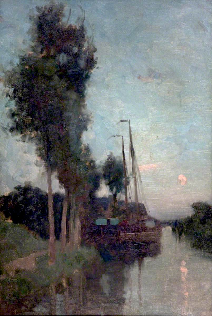 Evening in Holland, vintage artwork by Edmund Aubrey Hunt, 12x8" (A4) Poster