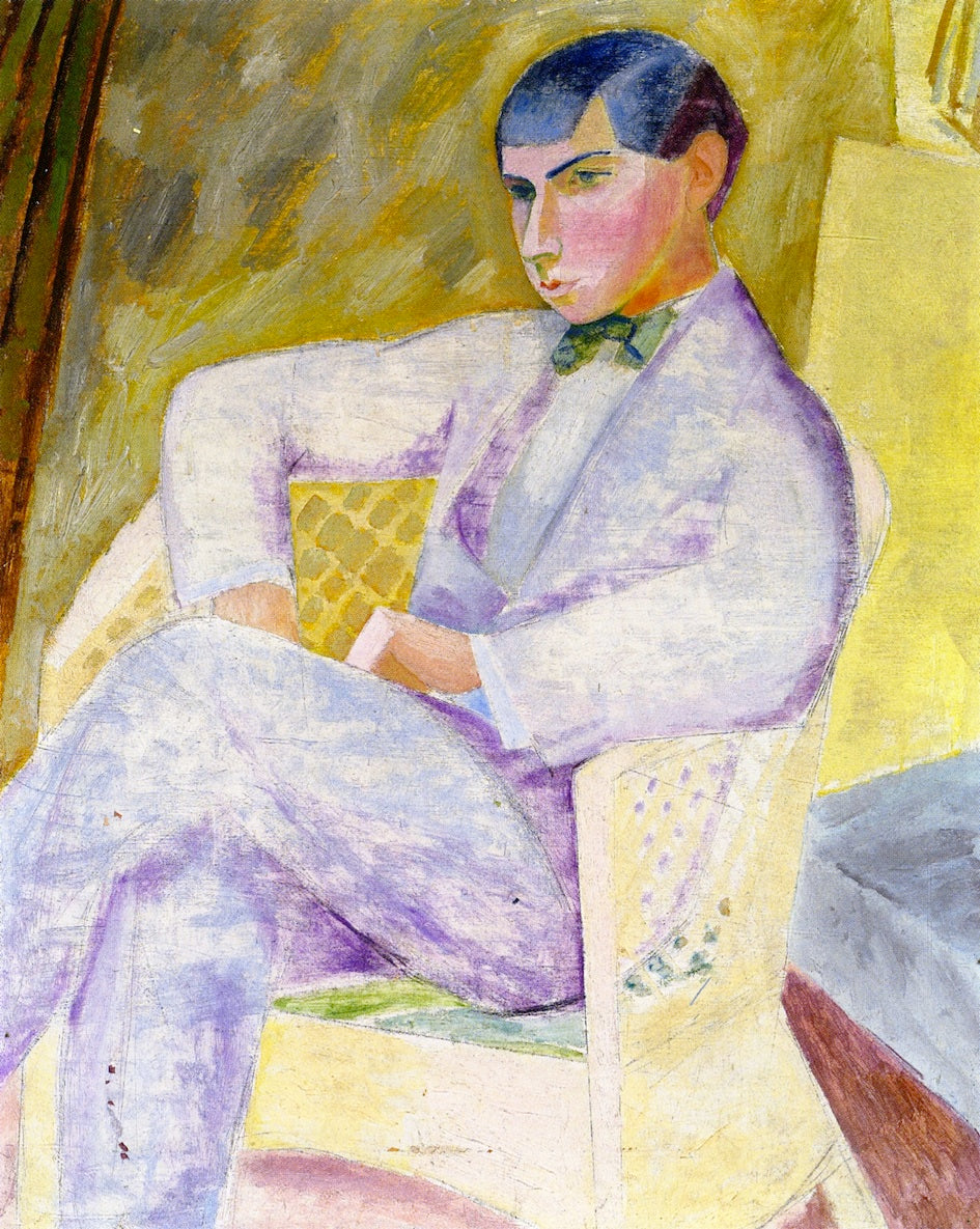 Portrait of Ivan Grüenwald, the Artist's Brother, vintage artwork by Isaac Grünewald, 12x8" (A4) Poster
