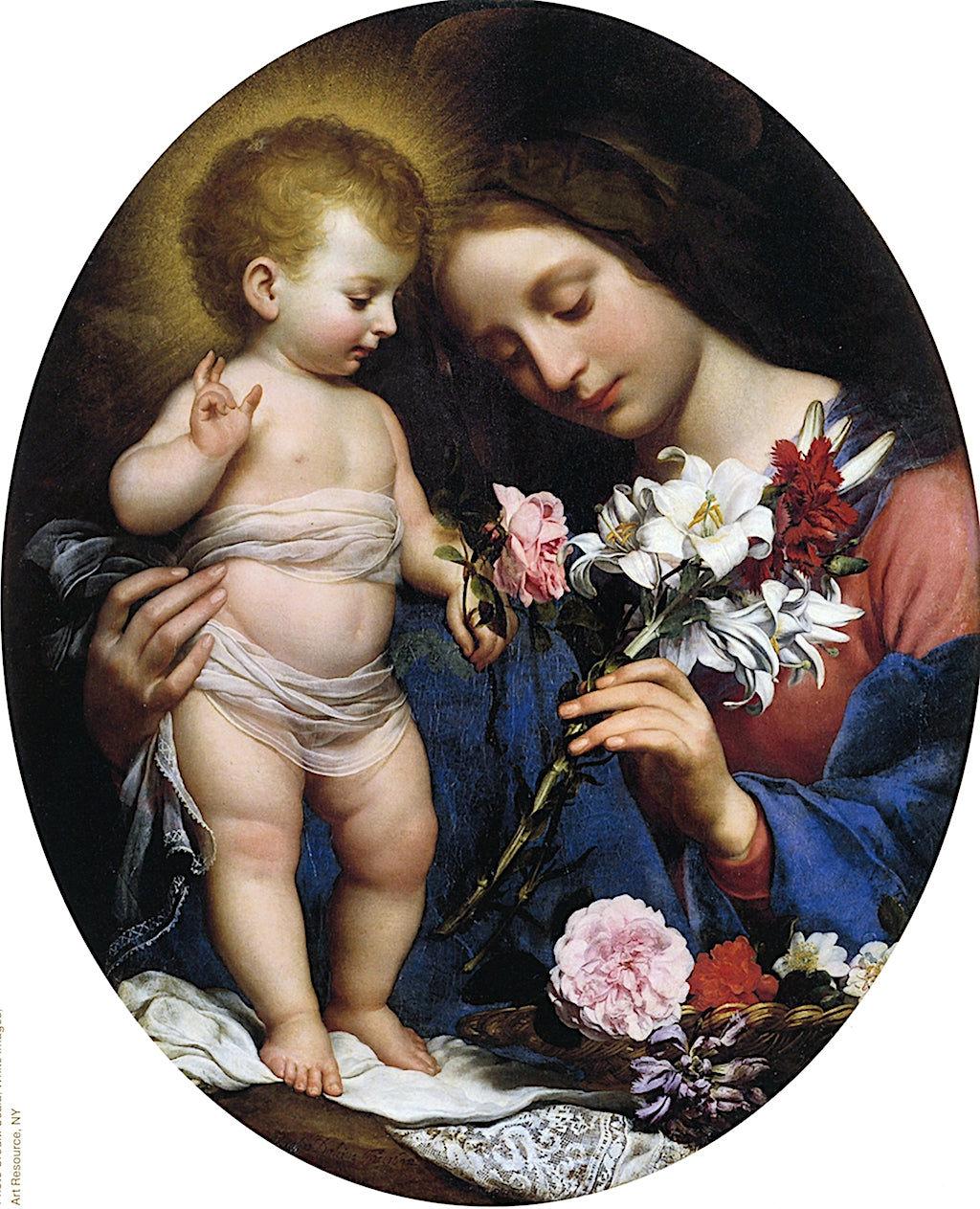 The Virgin of the Lily, vintage artwork by Carlo Dolci, 12x8" (A4) Poster