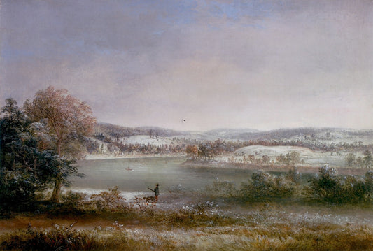 Early Winter, Hiawatha Island, Owego, New York, vintage artwork by Thomas Doughty, A3 (16x12") Poster Print