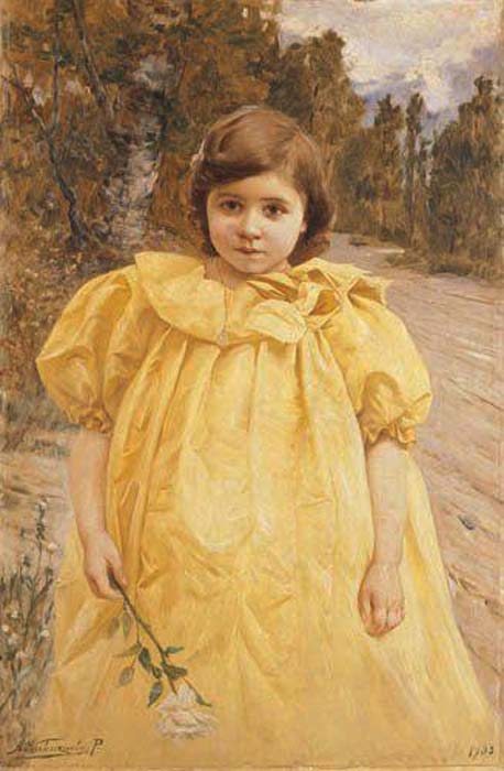 Child in Yellow by Alfredo Valenzuela Puelma,A3(16x12")Poster