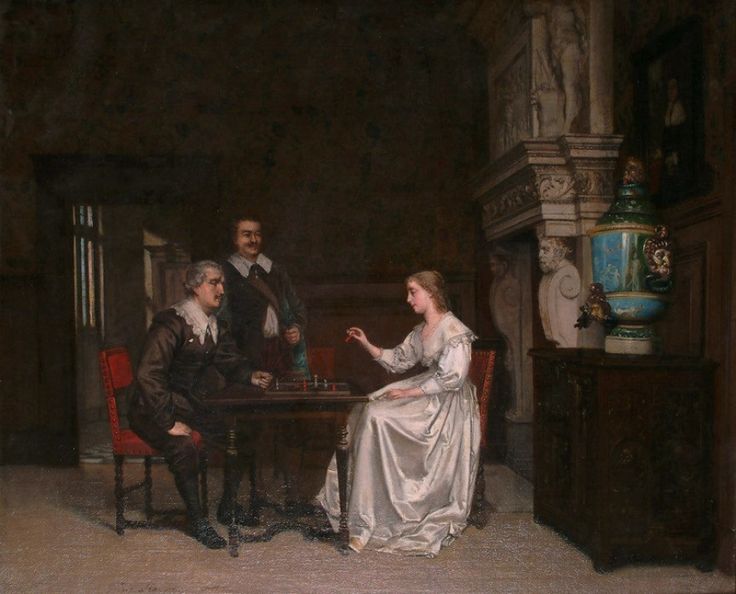 The Chess Game, vintage artwork by Franz Moormans, 12x8" (A4) Poster