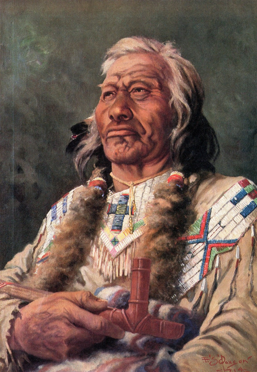 Portrait of Ak-Ene-Ah, vintage artwork by Edgar Samuel Paxson, 12x8" (A4) Poster