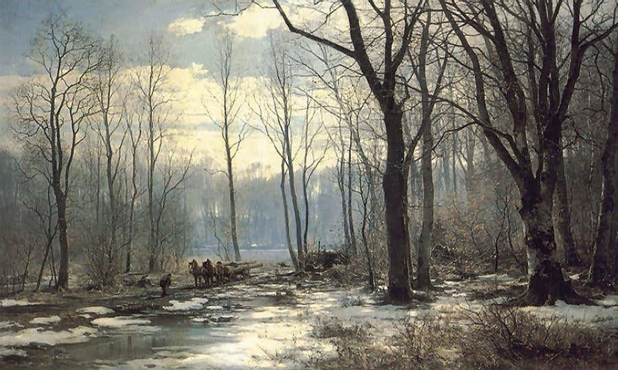 Holzfäller im Englischen Garten in München, vintage artwork by Anders Anderson-Lundby , 12x8" (A4) Poster
