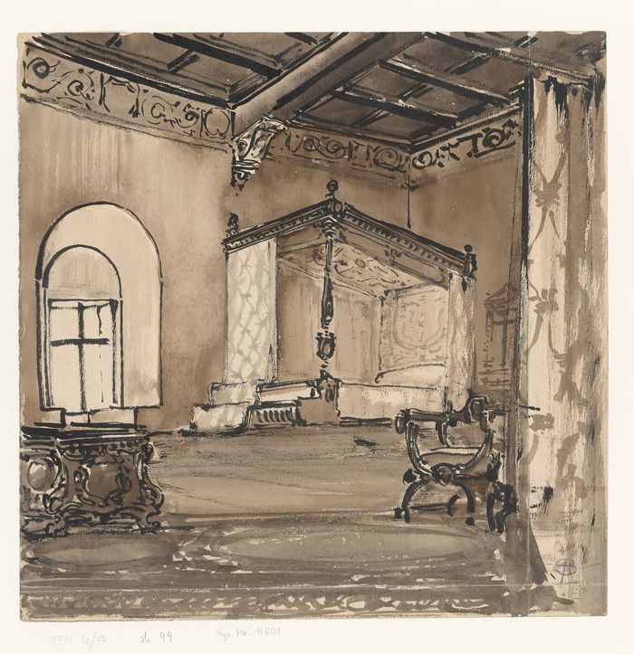 A Renaissance Bedroom by Stanislaw Noakowski,A3(16x12")Poster