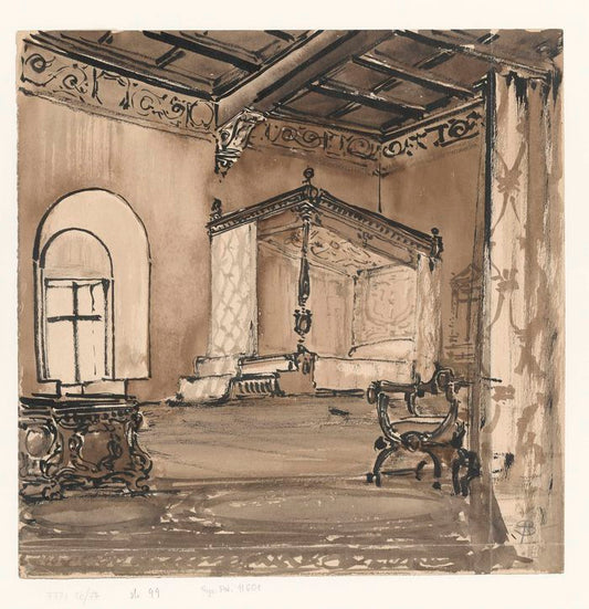 A Renaissance Bedroom by Stanislaw Noakowski,A3(16x12")Poster