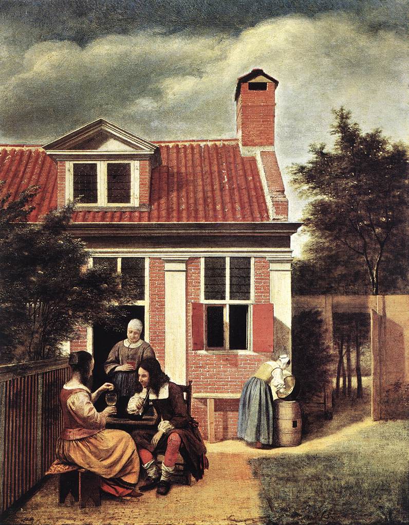 Village House, vintage artwork by Pieter de Hooch, 12x8" (A4) Poster