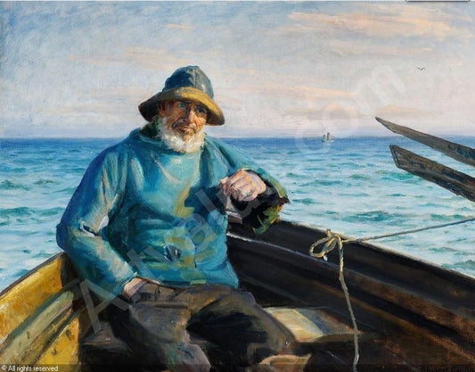 Fisherman from Skagen, vintage artwork by Michael Peter Ancher, 12x8" (A4) Poster