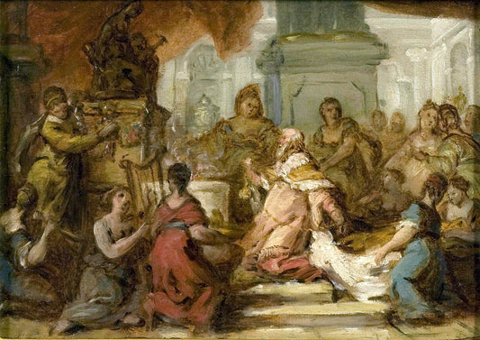 The Idolatry of Solomon (study), vintage artwork by Nicolas Vleughels, 12x8" (A4) Poster