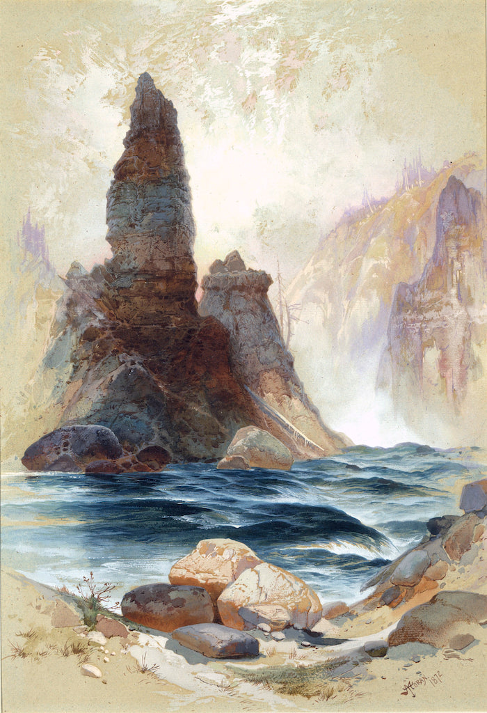 Above Tower Falls, Yellowstone, vintage artwork by Thomas Moran, 12x8" (A4) Poster