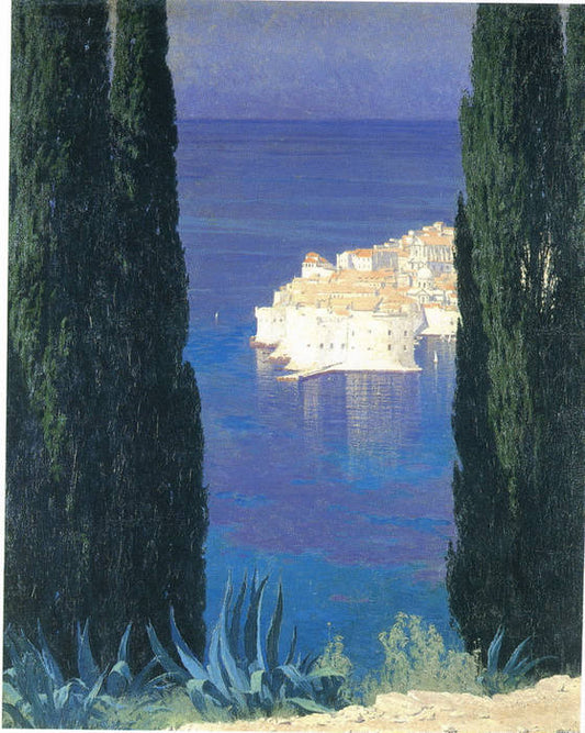 View of the Raguz, vintage artwork by Edward Okuń, 12x8" (A4) Poster