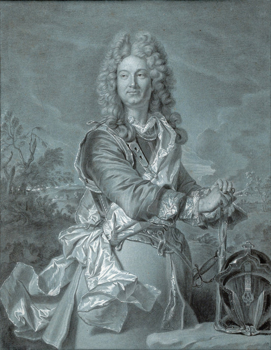Portrait of a Marshal of France, vintage artwork by Hyacinthe Rigaud, 12x8" (A4) Poster