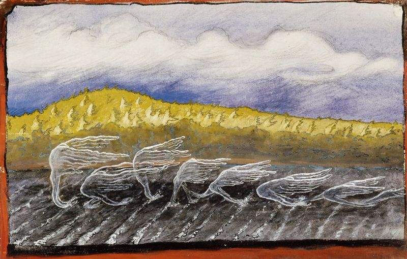 The Wind Blows, vintage artwork by Hugo Simberg, 12x8" (A4) Poster