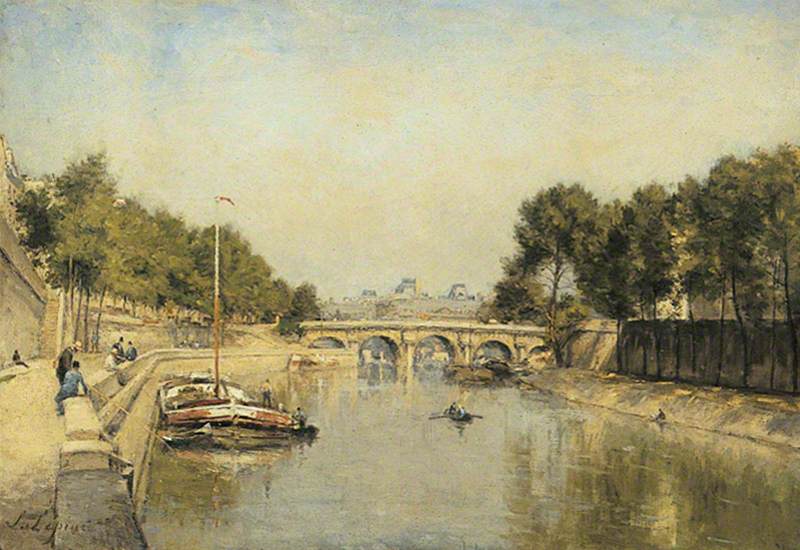 Les bords de la Seine, vintage artwork by Stanislas Lepine, 12x8" (A4) Poster