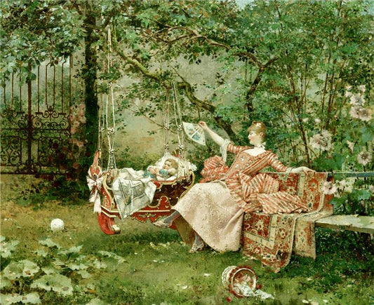 The Child Falling Asleep, vintage artwork by Edouard Toudouze, 12x8" (A4) Poster