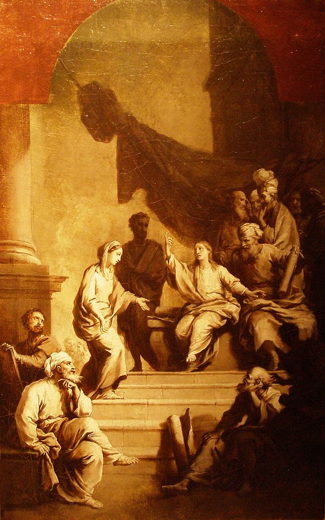 Twelve-year-old Jesus Teaching in the Temple, vintage artwork by Christian Wilhelm Ernst Dietrich, 12x8" (A4) Poster