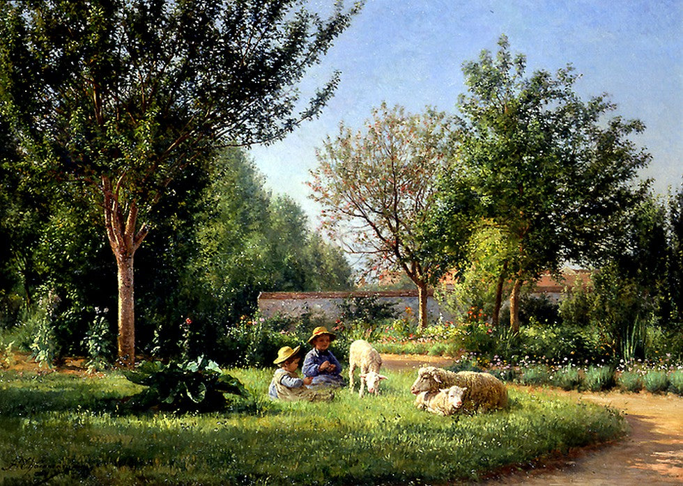 Le Jardin de L'artiste, vintage artwork by Jean Ferdinand Chaigneau, 12x8" (A4) Poster