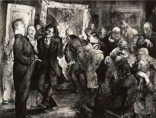 Artist's Judging Works of Art, vintage artwork by George Wesley Bellows, 12x8" (A4) Poster