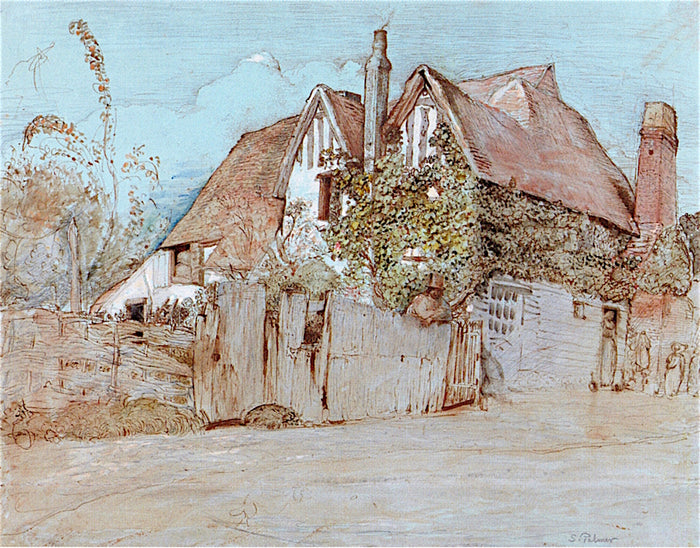Ivy Cottage, Shoreham, vintage artwork by Samuel Palmer, A3 (16x12
