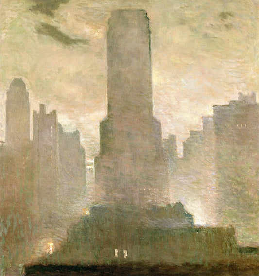 New York City at Dusk, vintage artwork by Edith Mitchill Prellwitz, 12x8" (A4) Poster