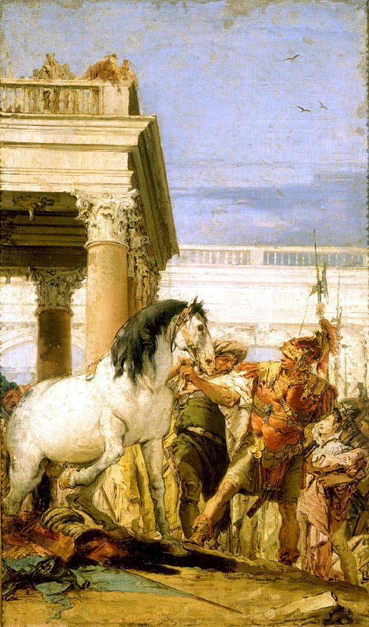 Alexander and Bucephalus, vintage artwork by Giovanni Battista Tiepolo, 12x8" (A4) Poster