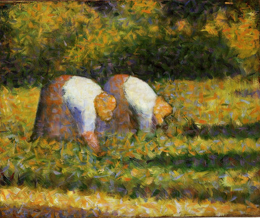 Farm Women at Work, vintage artwork by Georges Seurat, 12x8" (A4) Poster